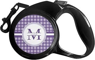 Personalized Gingham Print Retractable Dog Leash - Medium