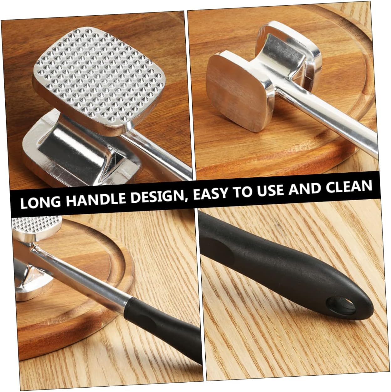 Double-sided Aluminum Alloy Meat Hammer for Tenderizing Steak Beef and Poultry Ergonomic Grip Kitchen Tool for Home and Restaurant Use
