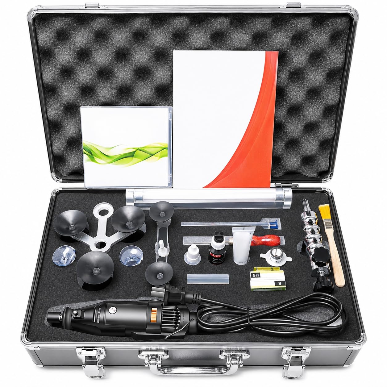 Kit de reparación de parabrisas con bomba de inyección de acero inoxidable, herramienta de reparación automática de grietas de vidrio para varias aplicaciones, fácil de usar y duradero