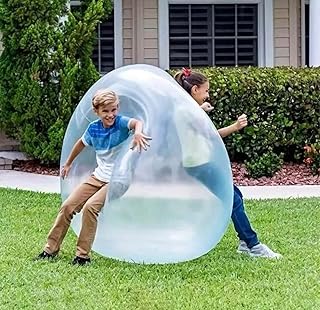 كرة فقاعة مائية عملاقة قابلة للنفخ، لون أزرق، بالون للعب في الهواء الطلق