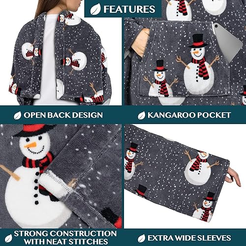 Miniatura 68 de PAVILIA Manta con mangas para adultos, mujeres y hombres, manta suave y cálida de forro polar, manta de regalo Negro -,Marrón,Burrito Beige,Carbón