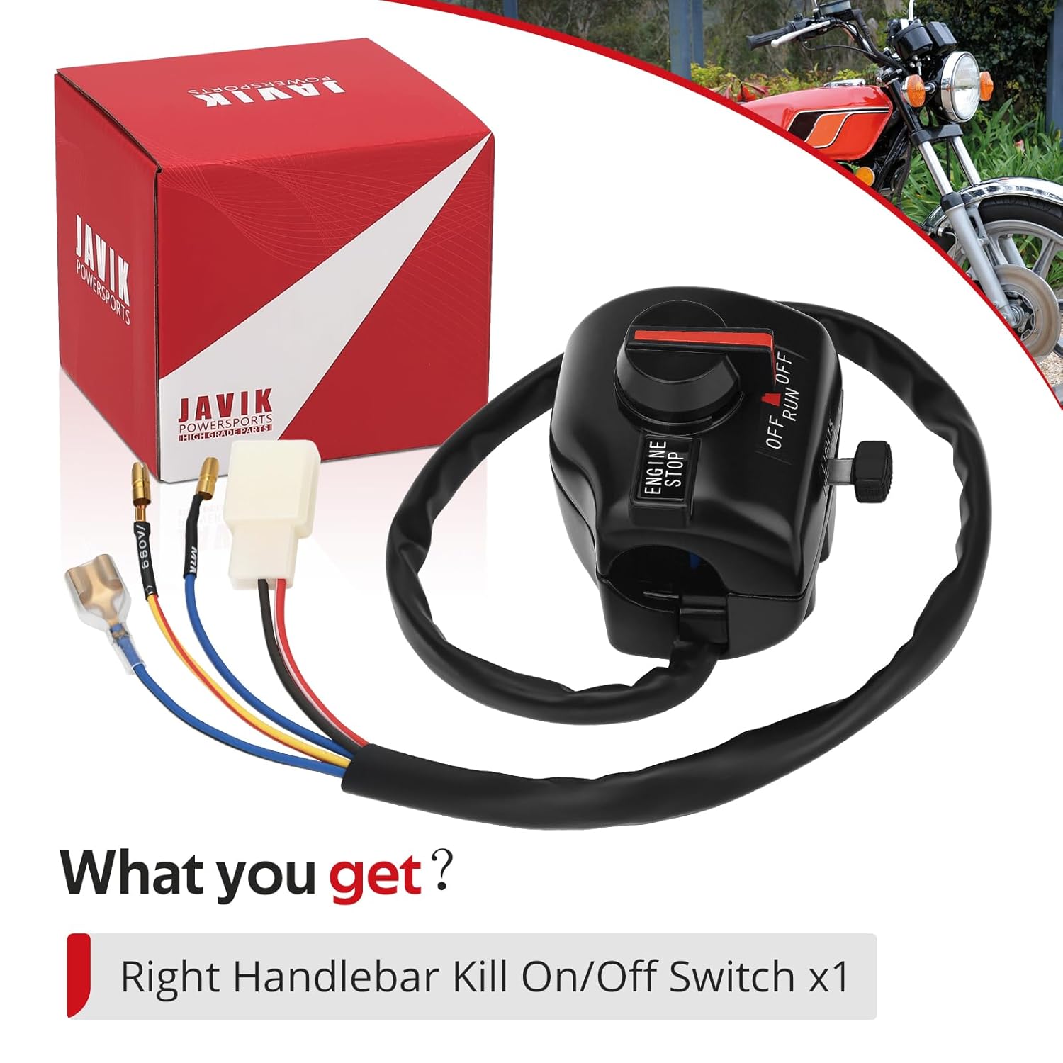 JAVIK Right Handlebar Kill On Off Switch for Yamaha RD400 1976-1979 O.E.M# 1A0-83973-02-00 1A0-83975-00-98 1A0-83975-01-98 2V0-83976-00-00