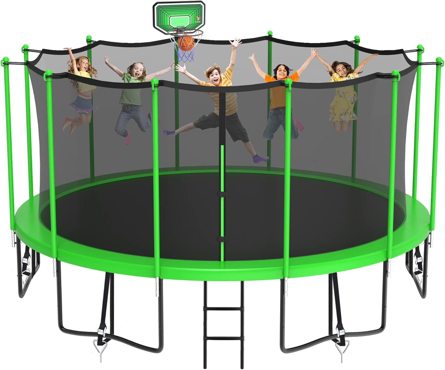 Kacho Tranpoline for Adults Kids 8FT 10FT 12FT 14FT 15FT 16FT 1500LBS Tranpoline with Basketball Hoop, Outdoor Recreational Tranpolines, Galvanized Anti-Rust Coating & No Gap Design - ASTM Approved