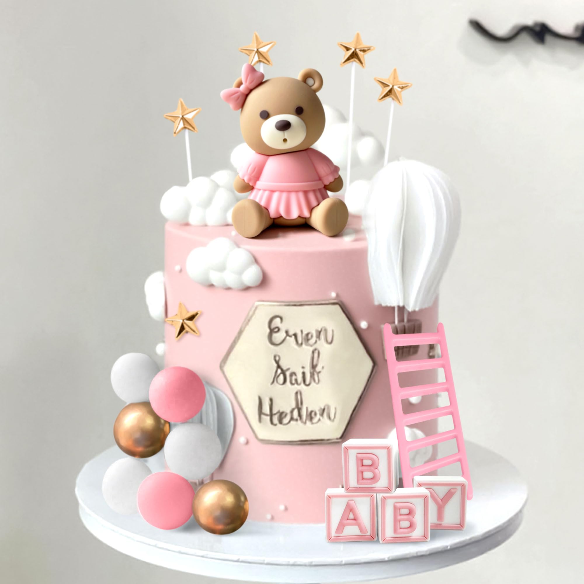 Snapklik.com : Pink Bear Cake Decoration Baby Bear Baby Shower Cake ...