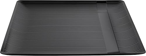 Miniatura 2 de Exquisite Platos desechables de plástico negro cuadrado lineal (paquete de 40) vajilla de lujo para cena de boda (6.5 pulgadas, negro) juego de