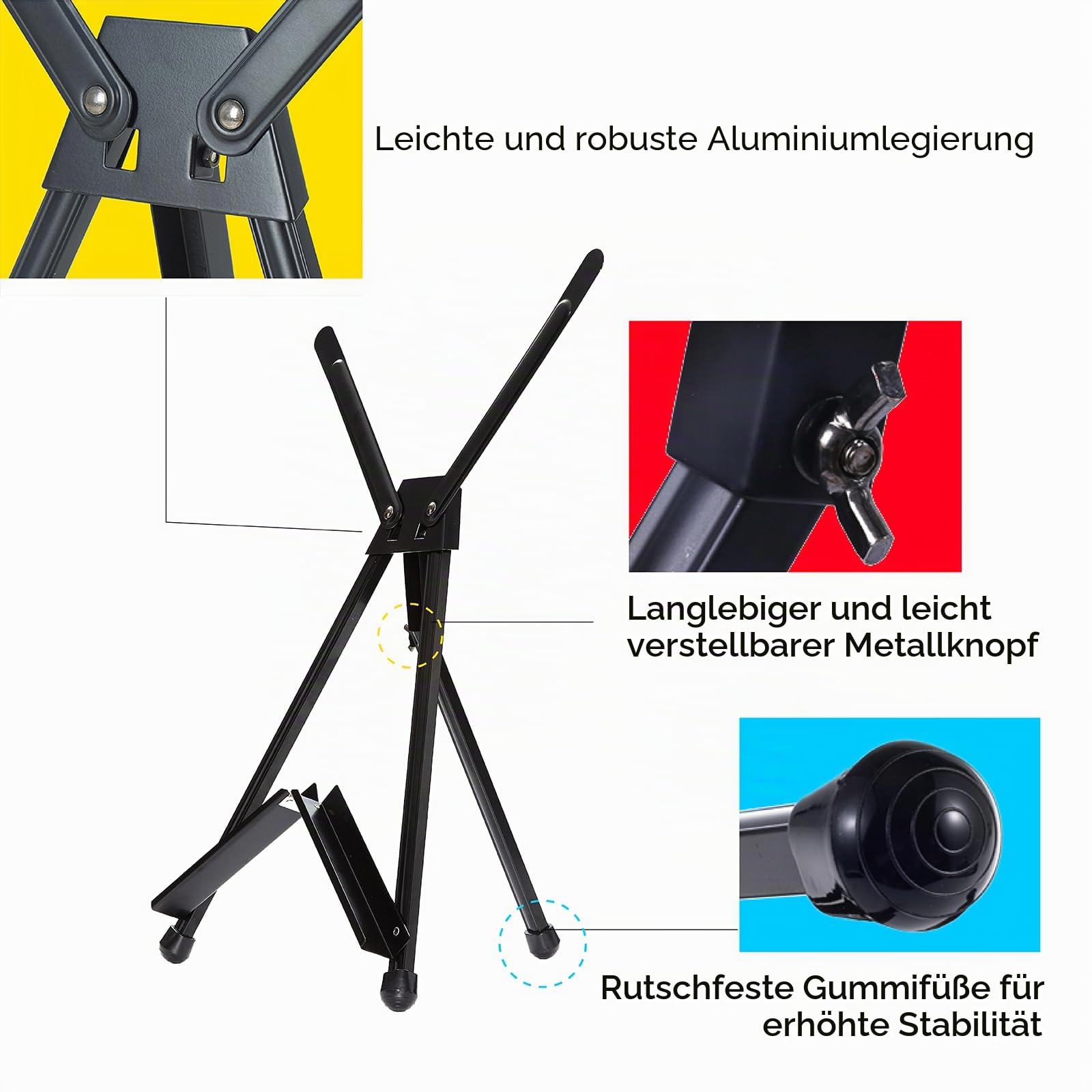 MEEDEN 10 pcs Künstler Display Tischstaffelei, Aluminium Stativ Staffelei, Leinwand Ständer Leicht und Klappbar, Tragbare Tisch-Staffelei, Halten Leinwand bis zu 61 X 76cm