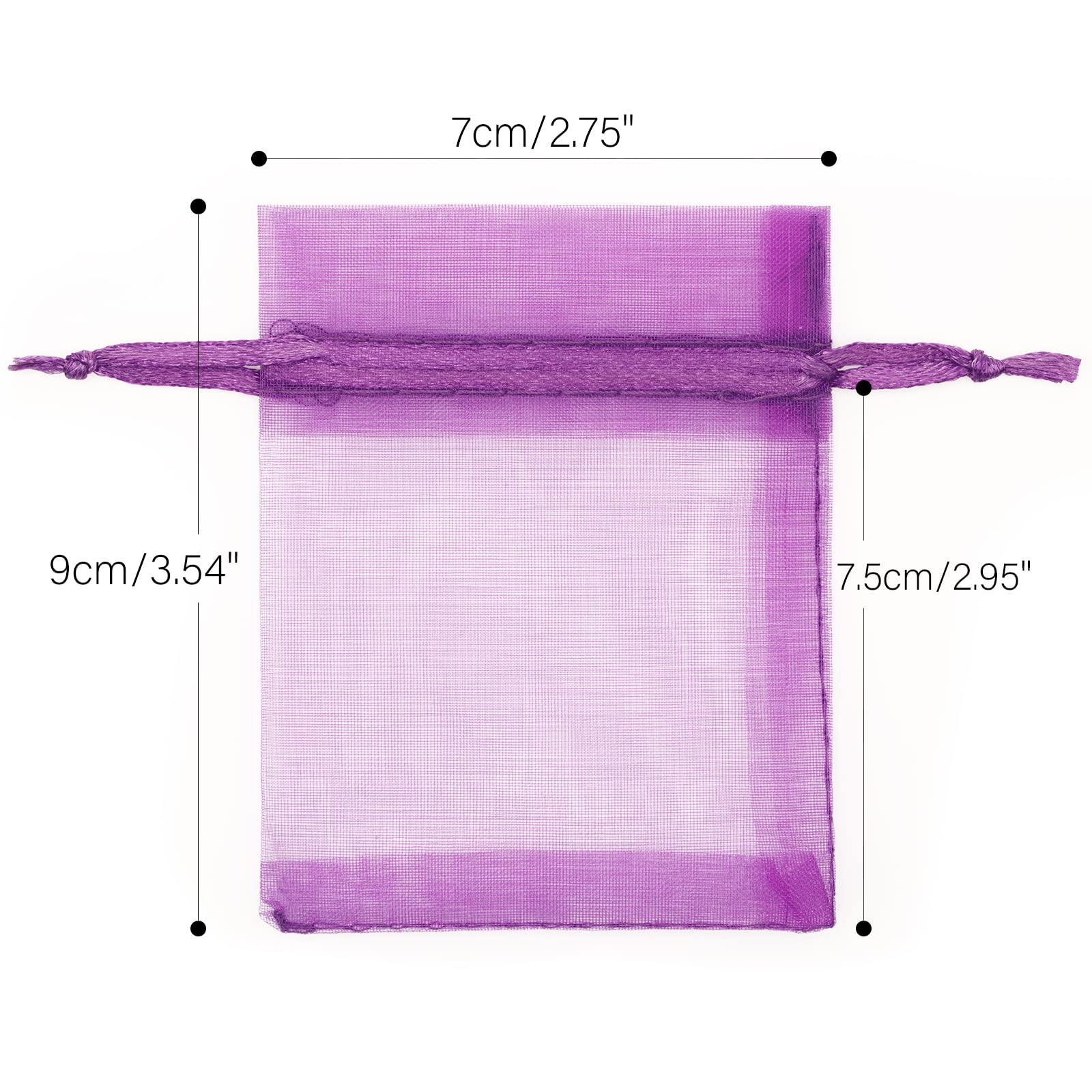 Sachets Organza Violet 7x9 Cm Lot De 20 - Avec Cordon De Serrage, Pour Lavande, Dragées, Bijoux, Cadeaux, Mariage