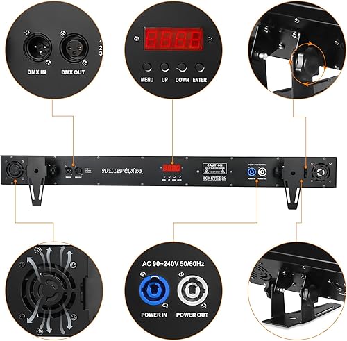 Miniatura 5 de Luz de arandela de pared de 180 W, 18 LED RGB, luz de concierto, barra de luz de escenario, soporte DMX y control de sonido con función de