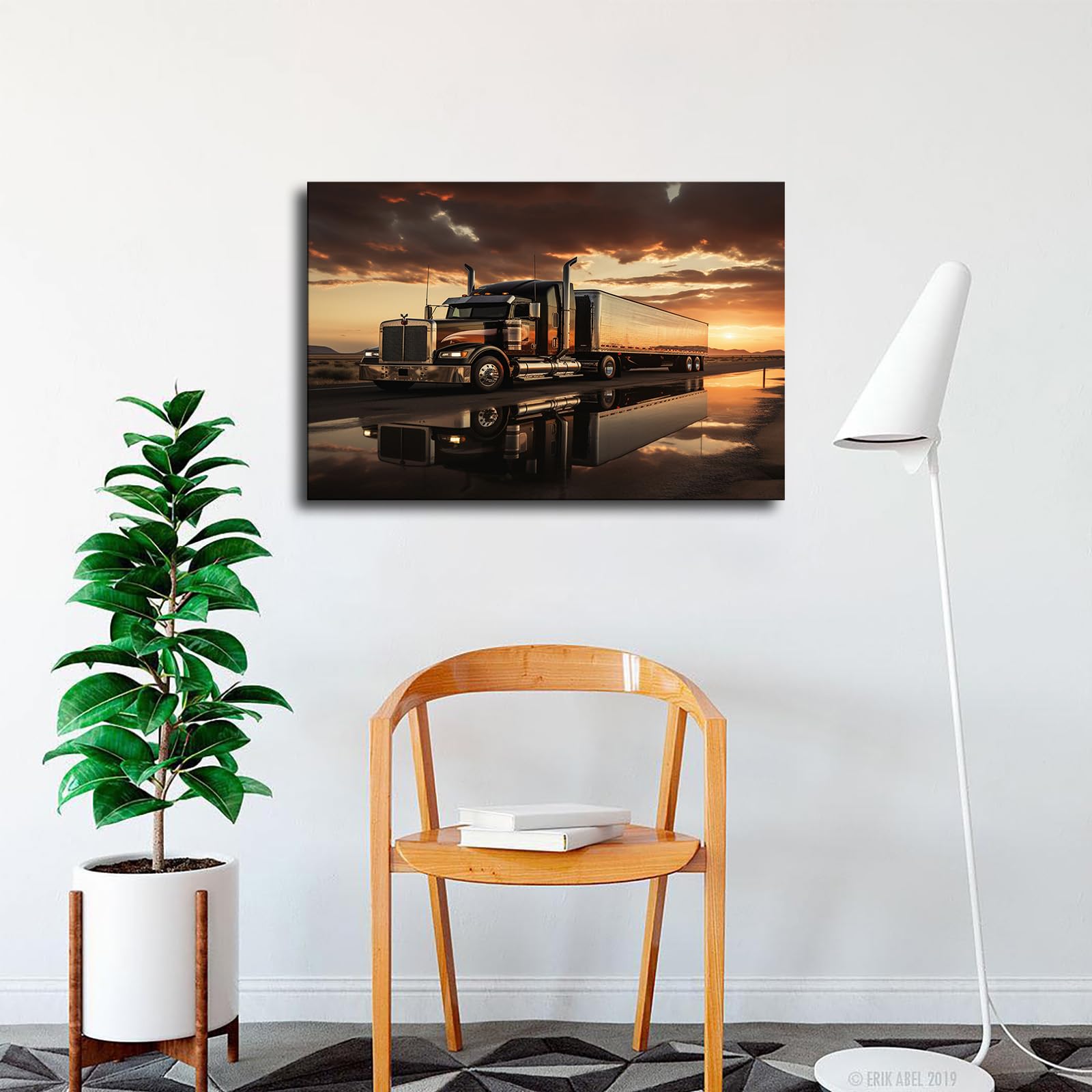 Amazon.com: ZofTig Semi with Trailer Big Rig Truck Poster Canvas