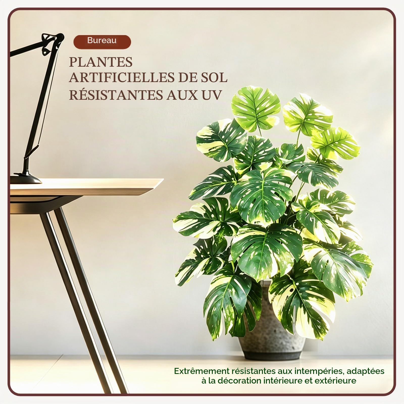 Monstera Artificielle en Pot，101 cm，24 Feuilles，Plante Tropicale