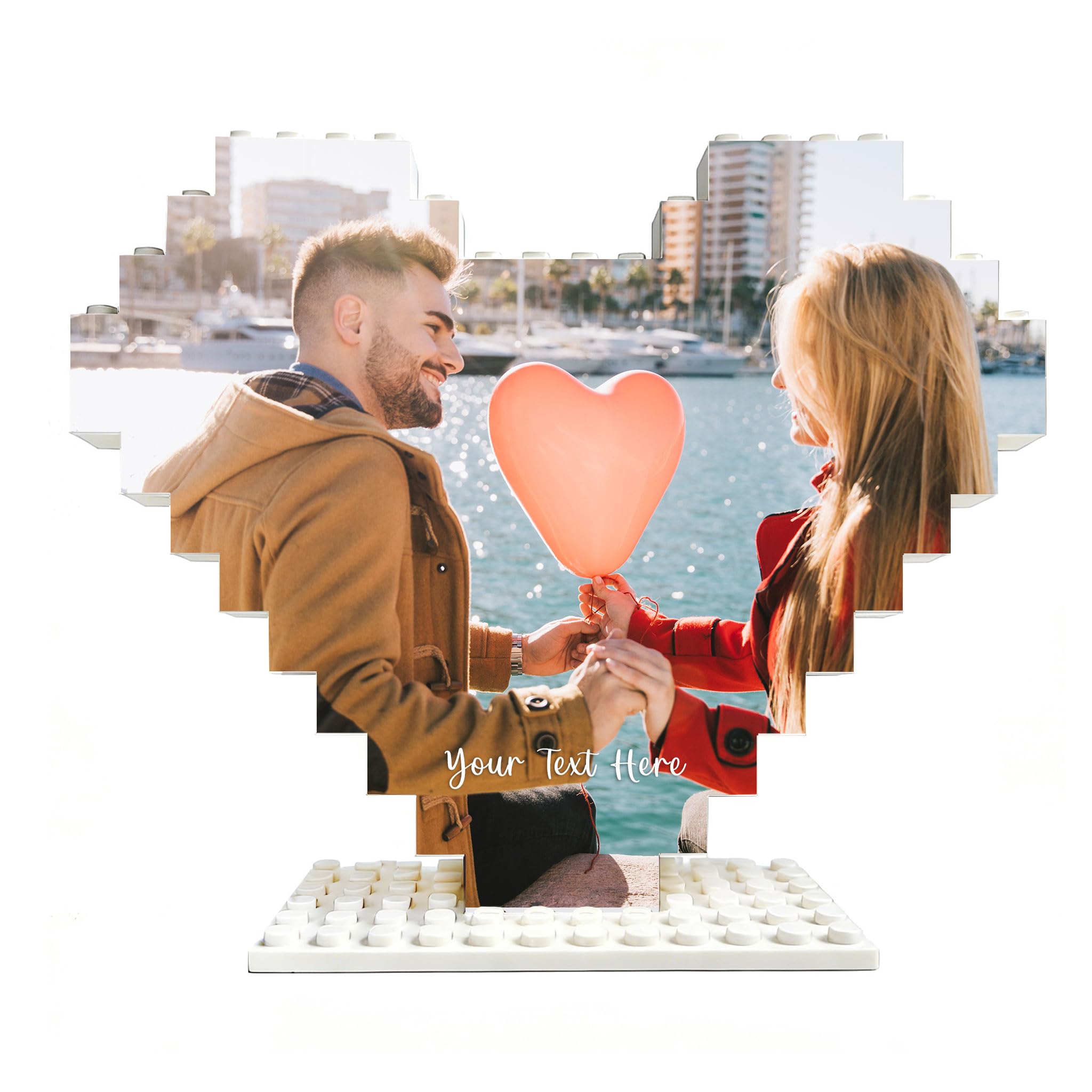 Personalised Puzzle Building Block Puzzles Picture Block Jigsaw Puzzle Personalised Photo Gifts for Women Men Custom Photo Gifts for Valentines Day Christmas Birthday Anniversary Wedding (Heart)