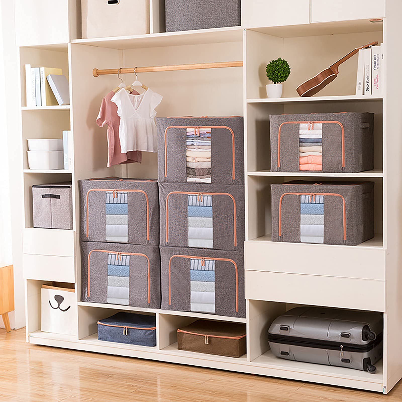 Cubi organizer pieghevoli, contenitori portaoggetti(Gris)