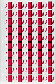TAB Alphabetic Folder Label Sheet, A, Red, 1", 50 Labels/Sheet