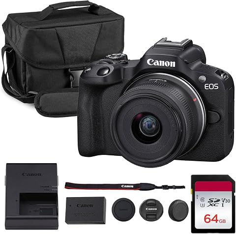 Canon EOS R50 Mirrorless Camera Kit with 18-45mm Lens, 4K Video, Dual Pixel A...