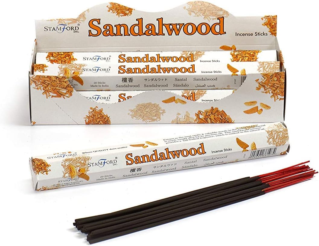 STAMFORD INC. 37107 Sandalwood Incense Sticks, 20 Sticks x 6 Packs
