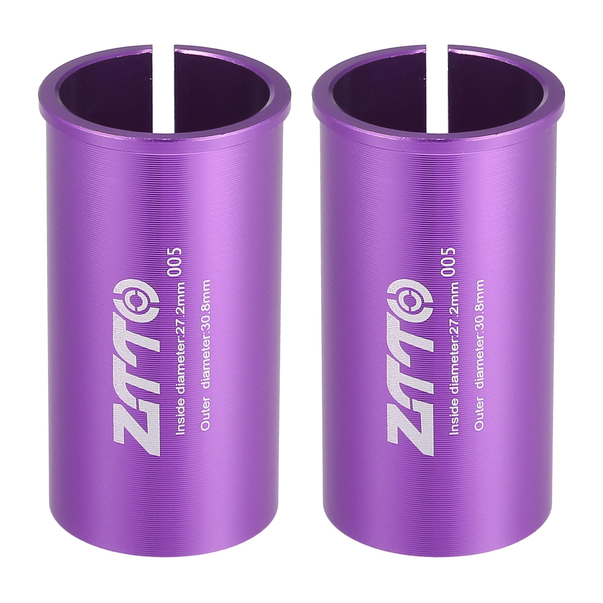 A ABSOPRO Seatpost Shim Adapter Durable 27.2mm 1.07" ID 30.8mm 1.21" OD Bike Seatpost Tube Reducing Sleeve Bushing Aluminum Alloy Purple (Set of 2)