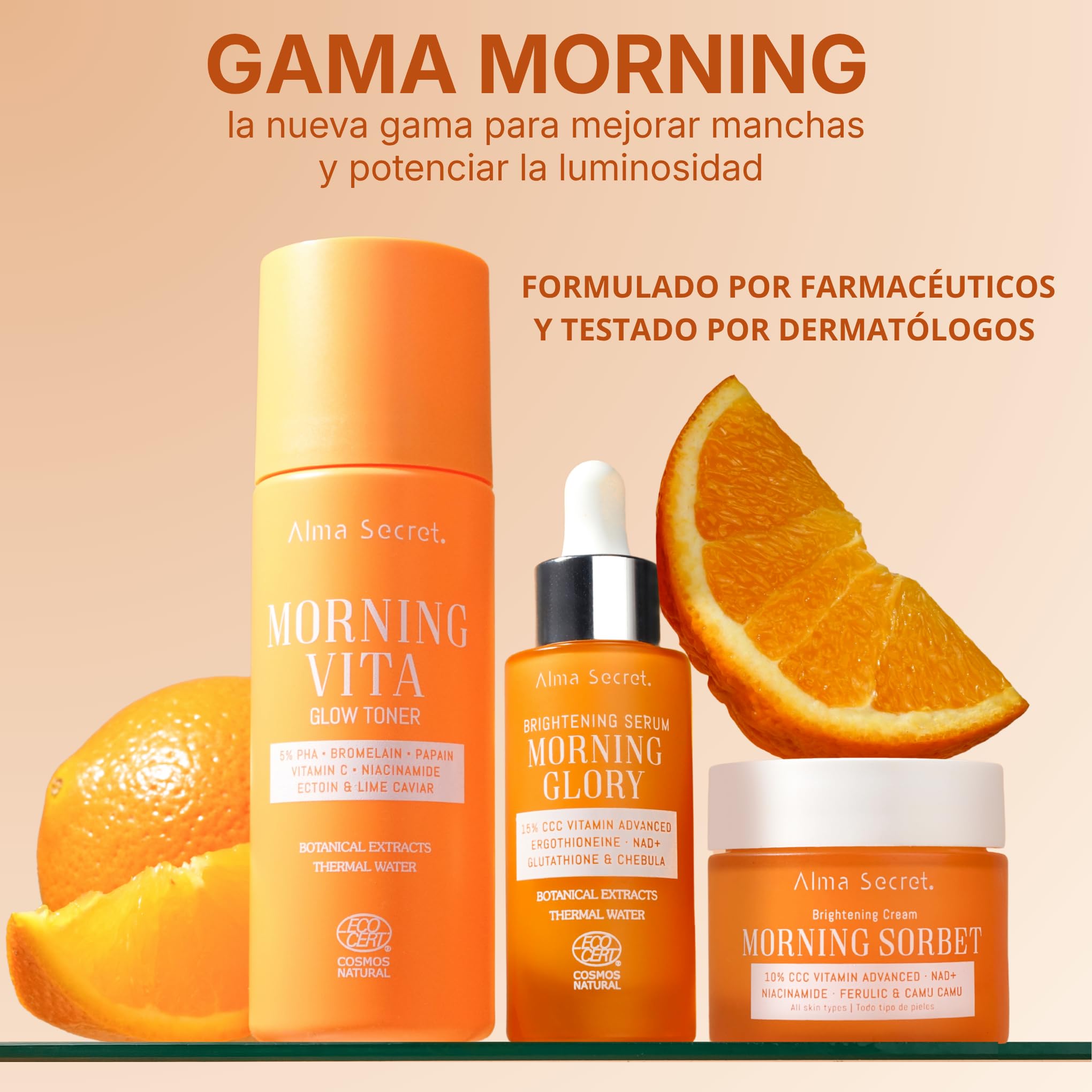 Alma Secret Morning Glory Brightening Serum | Gesichtsserum mit 15 % fortschrittlichem Dreifach-Vitamin C und NAD+ | Hochleistungsbehandlung, die die Ausstrahlung verbessert und Flecken behandelt