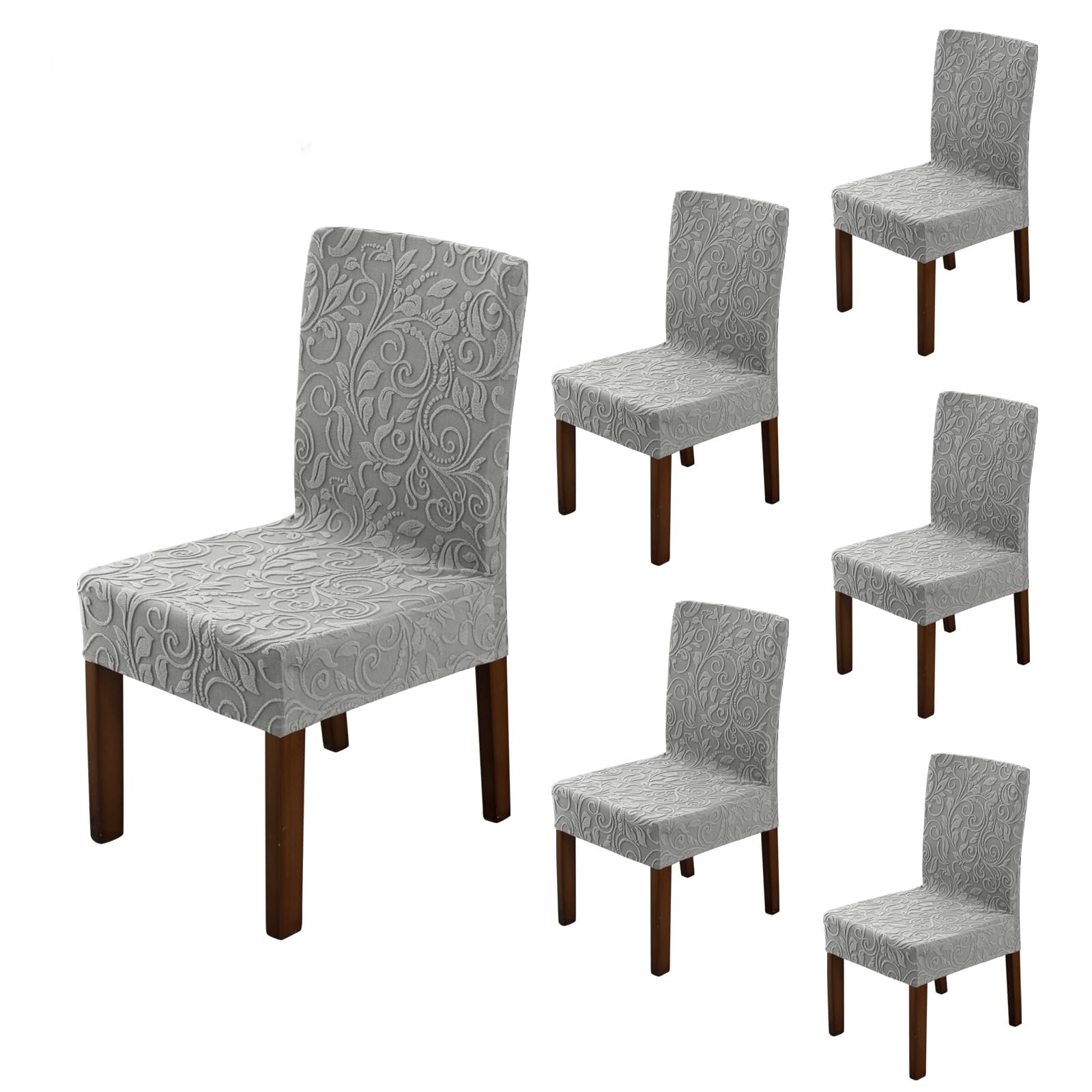 LiveGo Dining Chair Slipcover with Storage Bag, Stretch Removable Washable Dining Chair Slipcover Super Soft Protector for Seat Covers for Wedding Party Dining Room Home Decor (S-light gray, 6PCS)