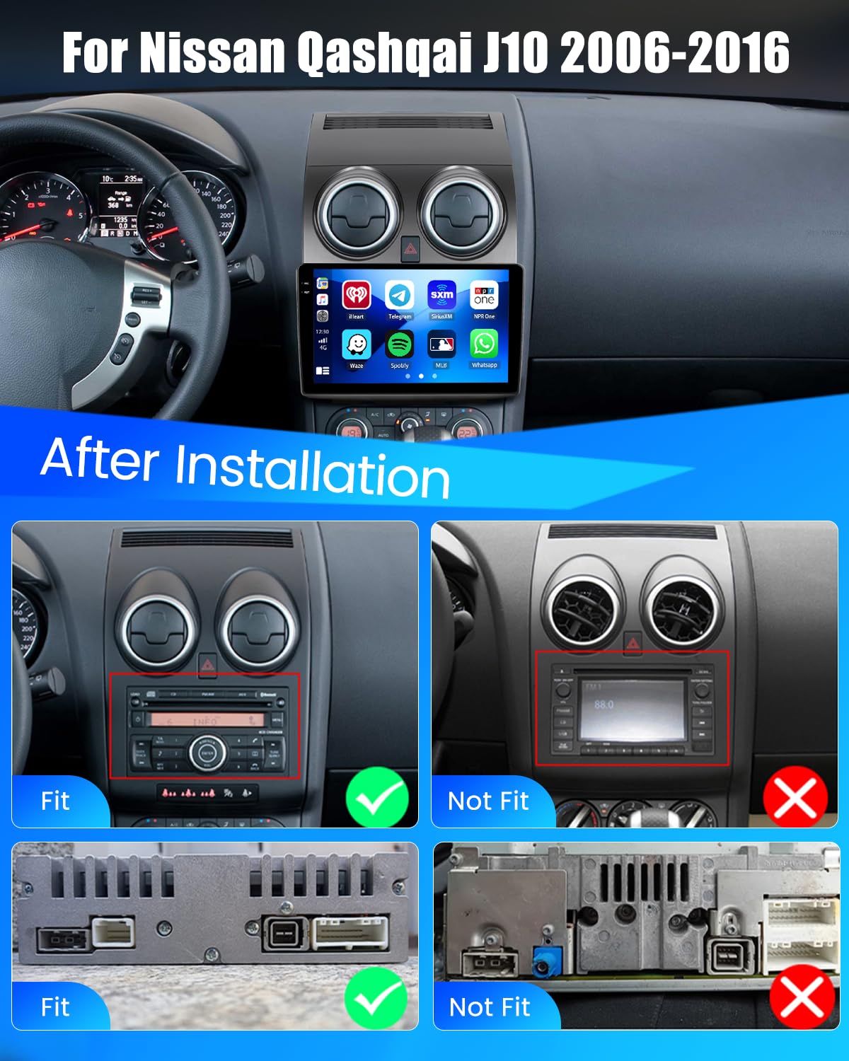 4+64G Autoradio pour Nissan Qashqai J10 2006-2016 avec CarPlay Android Auto