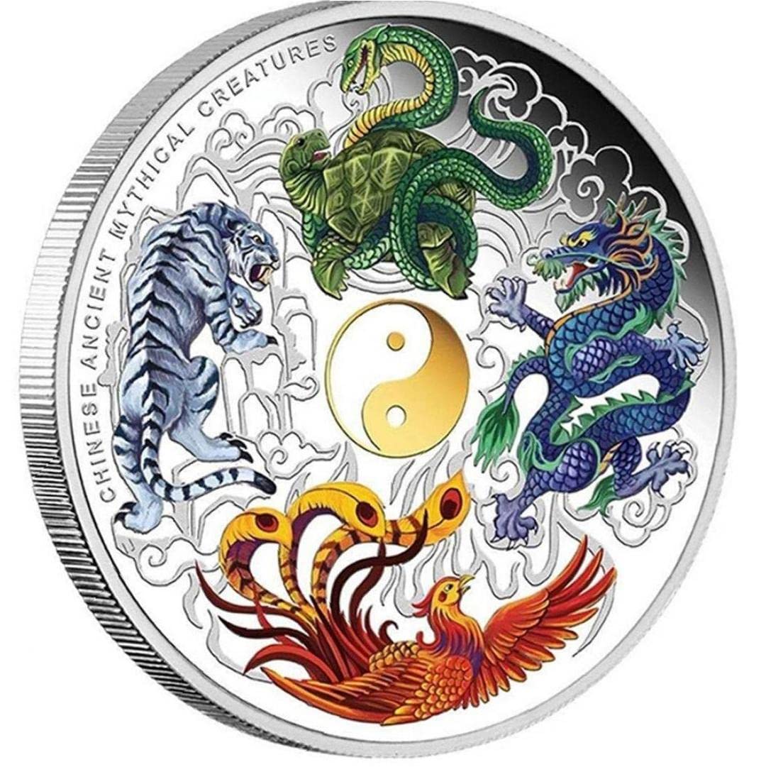 Vepoty Sliver Commemorative Coin Ancient Mythical Creatures Beautiful Challenge Silver Coin Souvenir Gifts