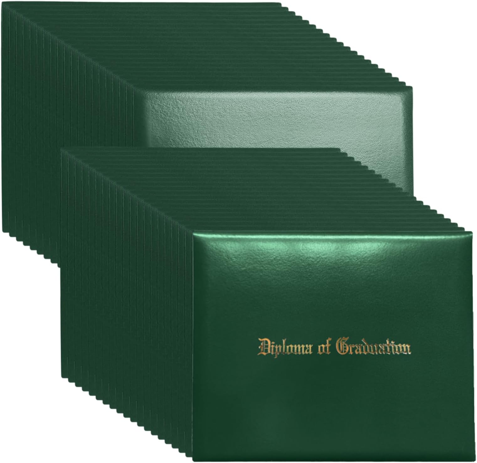Happy Secret Imprinted Diploma Holder for 8.5"x11" Certificate - Graduation Cover with Smooth Leather, Forest Green, 40 Packs