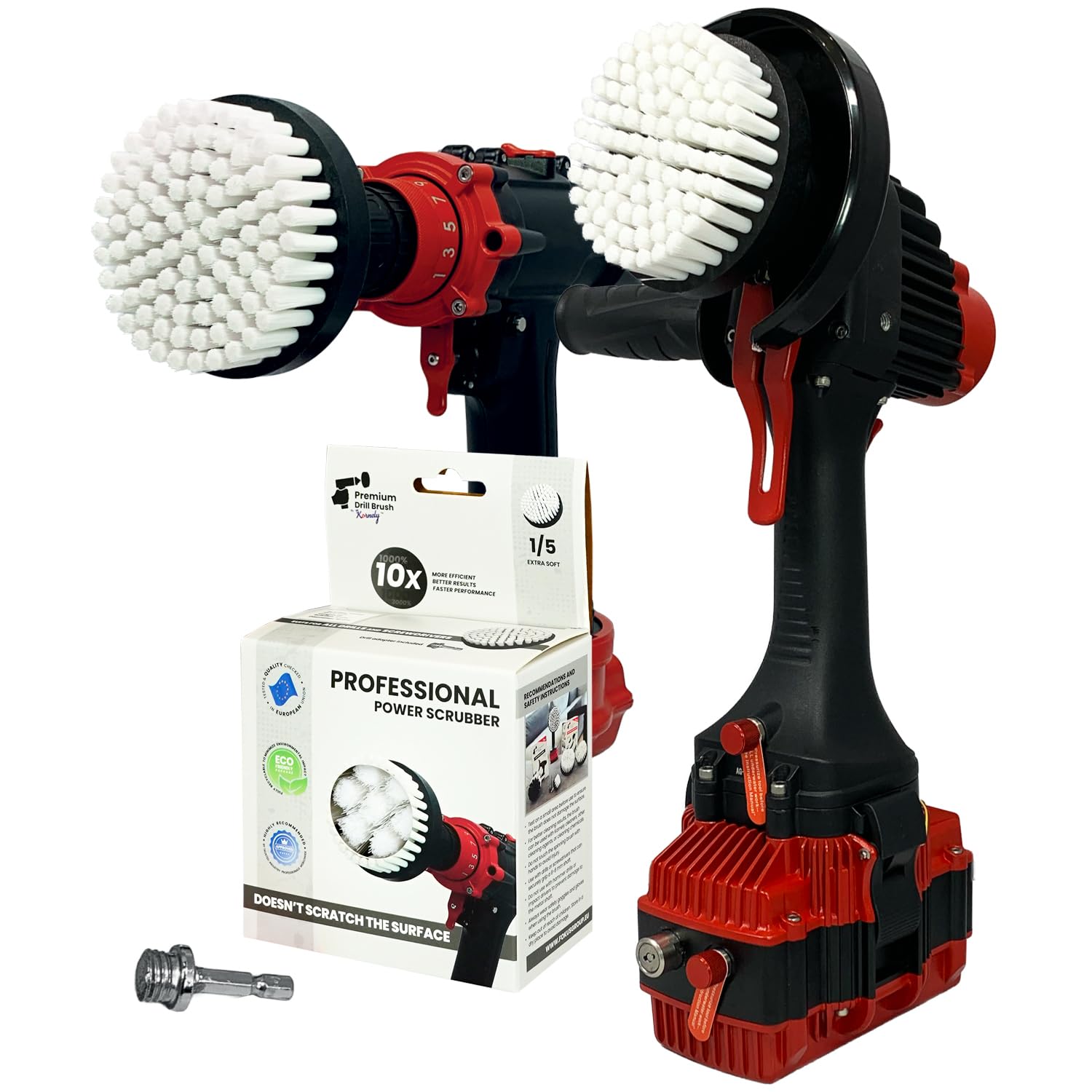 Kornely Premium Drill Brush Professional– 2in1for Drill and Angle Grinder Extra-Soft 10cm White | Scratch-Free Cleaning Brush for Carpet, Upholstery, Leather Seats, Glass, Furniture and Car Interior