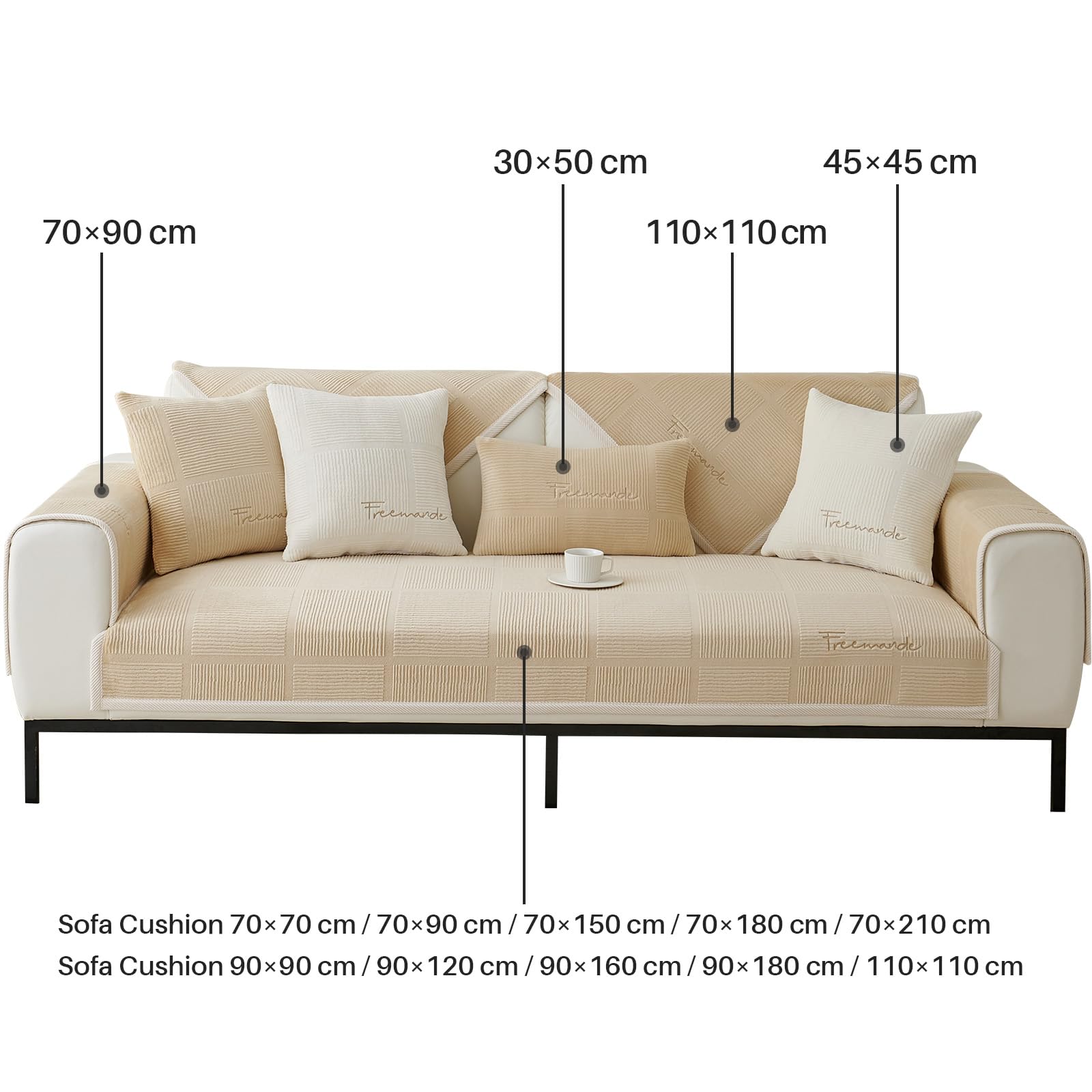 TOPCHANCES Copridivano 3 Posti Velluto Latte,2024 Universale Copridivano Antiscivolo Adatto Animali Domestici Copertura Protettiva Per Divano Del Copridivani Soggiorno(Marrone Chiaro，90×160cm 1Pcs