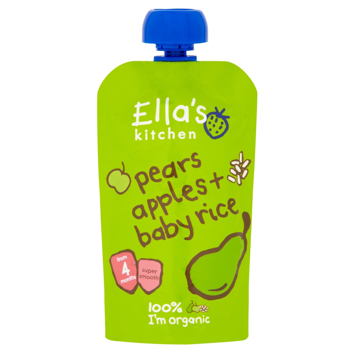 Ellas Kitchen Organic Pears Apple and Baby Rice, 120 g
