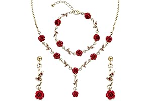 Gilmore Girl Jewelry For Women Red Rose Flower Pendant Necklace Earrings Bracelet Jewelry Set