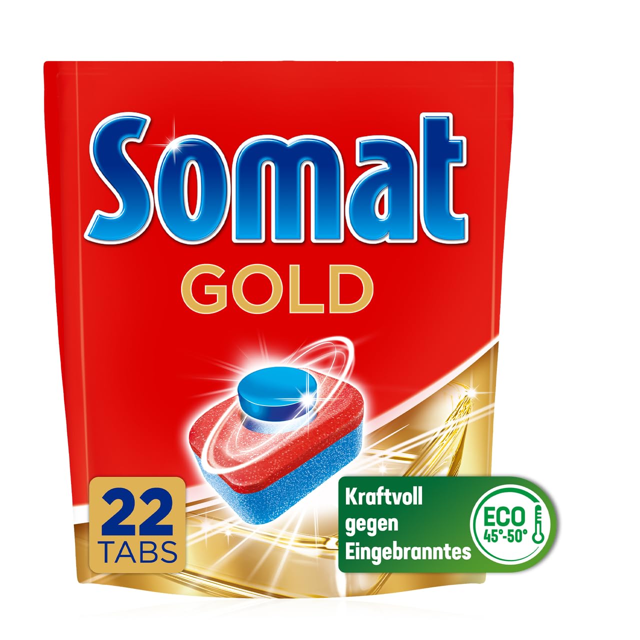 Somat Gold Lavastoviglie Tabs (176 Tabs), Lavastoviglie Tabs per stoviglie brillanti e pulite anche a basse temperature, extra forza contro i bruciati