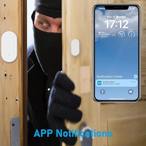 Miniatura 4 de Sensores de puerta Zigbee, sensores de contacto inteligentes, sensor de ventana para automatización del hogar, notificaciones de aplicaciones