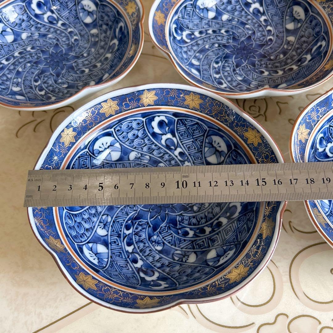 有田焼 深ノ原窯 染付捻祥瑞 足付き小鉢揃 5枚 有田焼