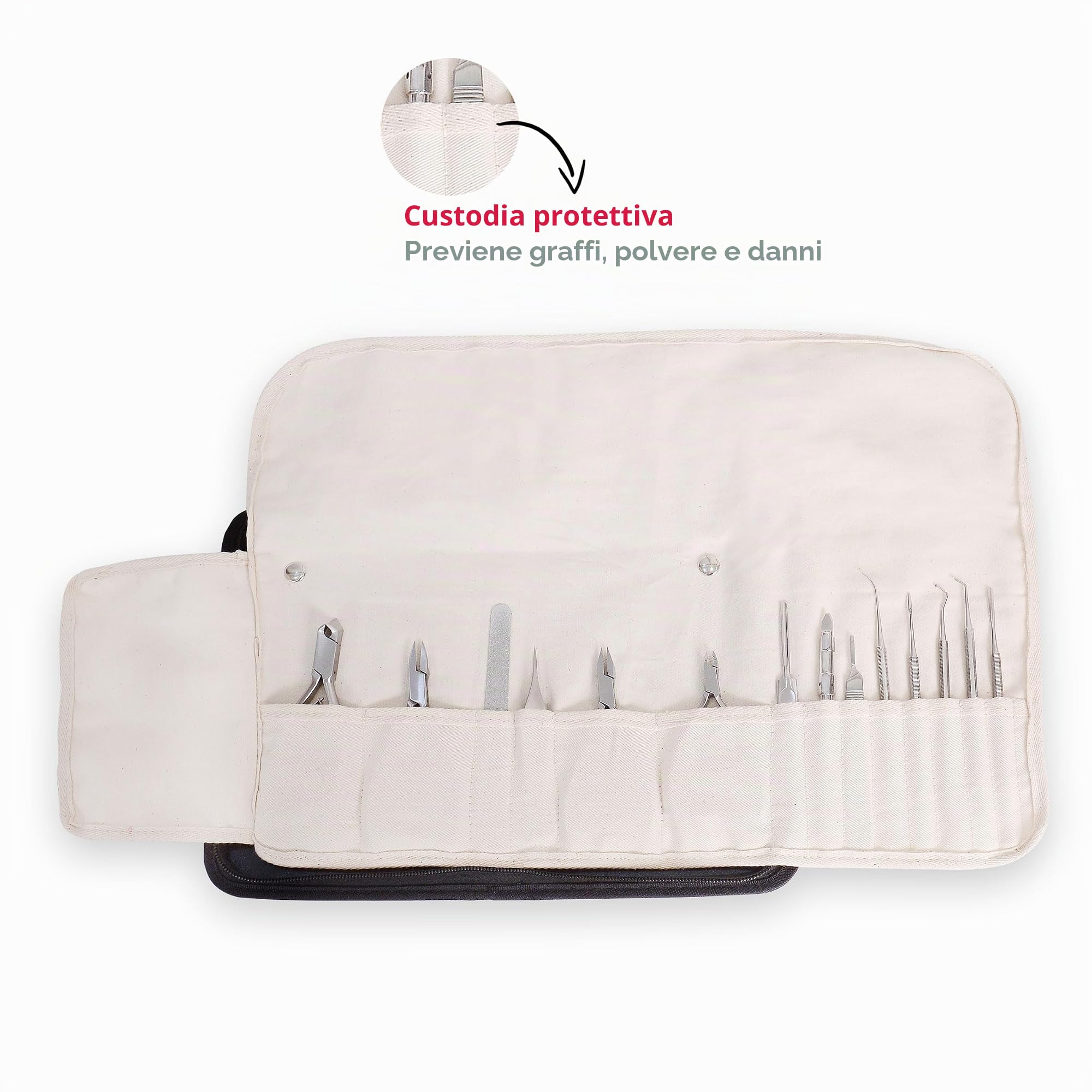 Custodia per la podologia, manicure e pedicure, strumenti cosmetici vuoti: 36 x 23 cm, Nero, In eco