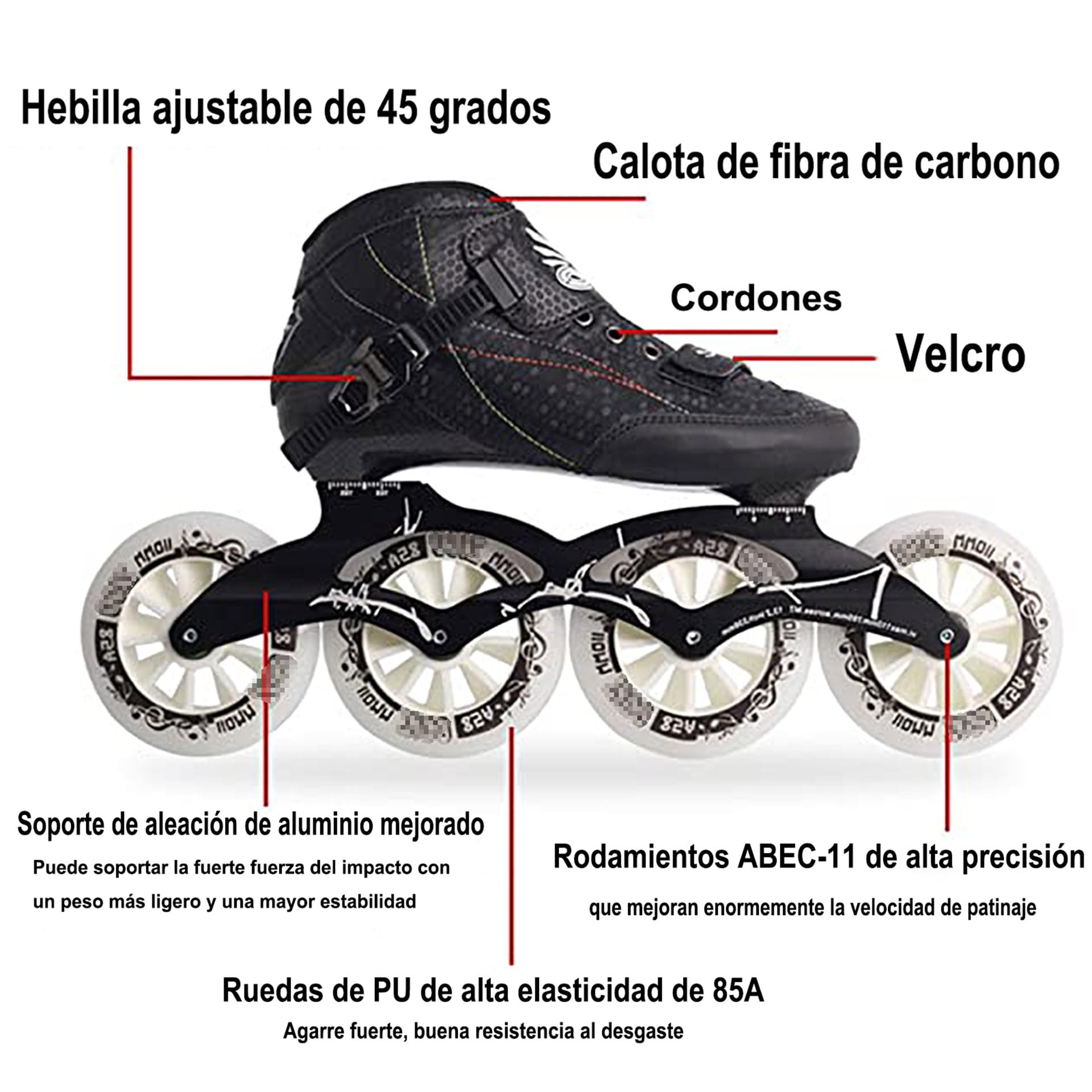 Patines En Línea para Adultos, Patines Profesionales De Ruedas Adulto De Fibra De Carbono para Exteriore, para Mujeres Y Hombres, Unisex