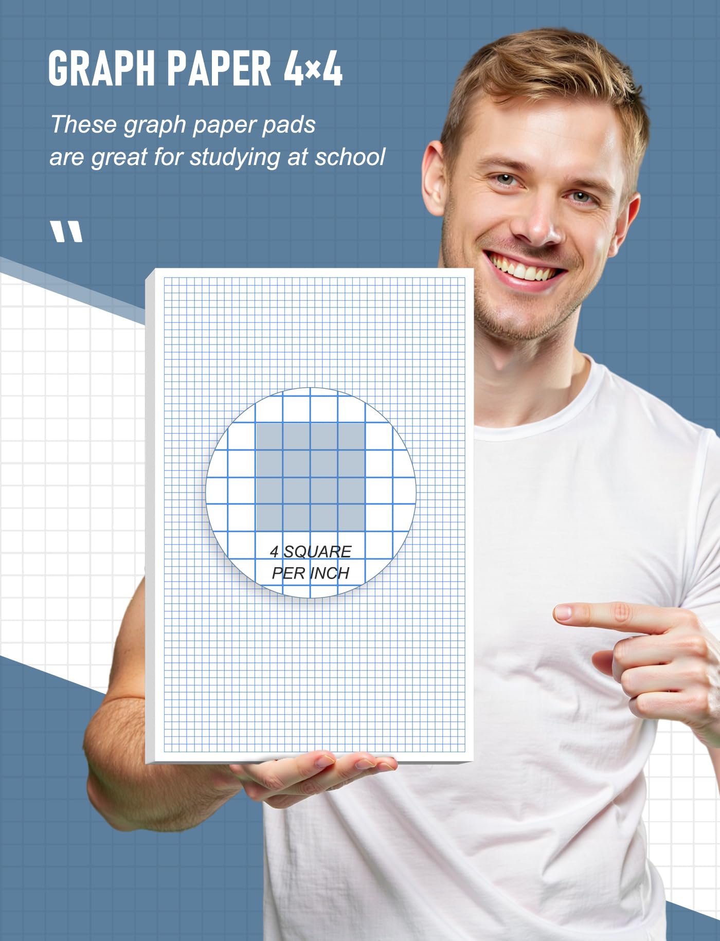 Snapklik.com : 11x17 Large Graph Paper Pad, Top Glue Binding Grid Paper ...