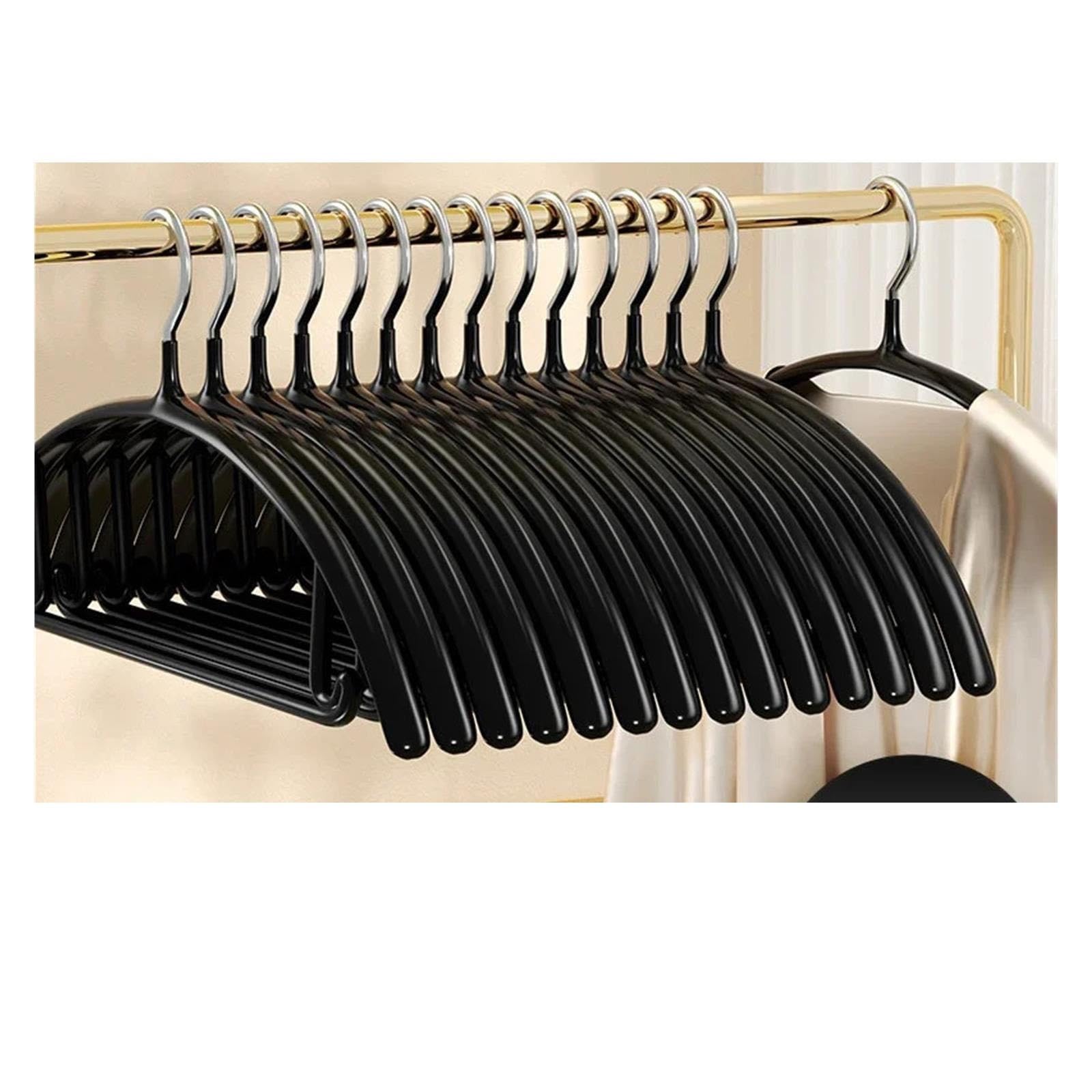 Colgador de Ropa Antideslizante Nano sin Costuras, Soporte de Almacenamiento sin marcar, Soporte de Ropa Gruesa de Acero Inoxidable, 5 uds.(Black 5pcs)