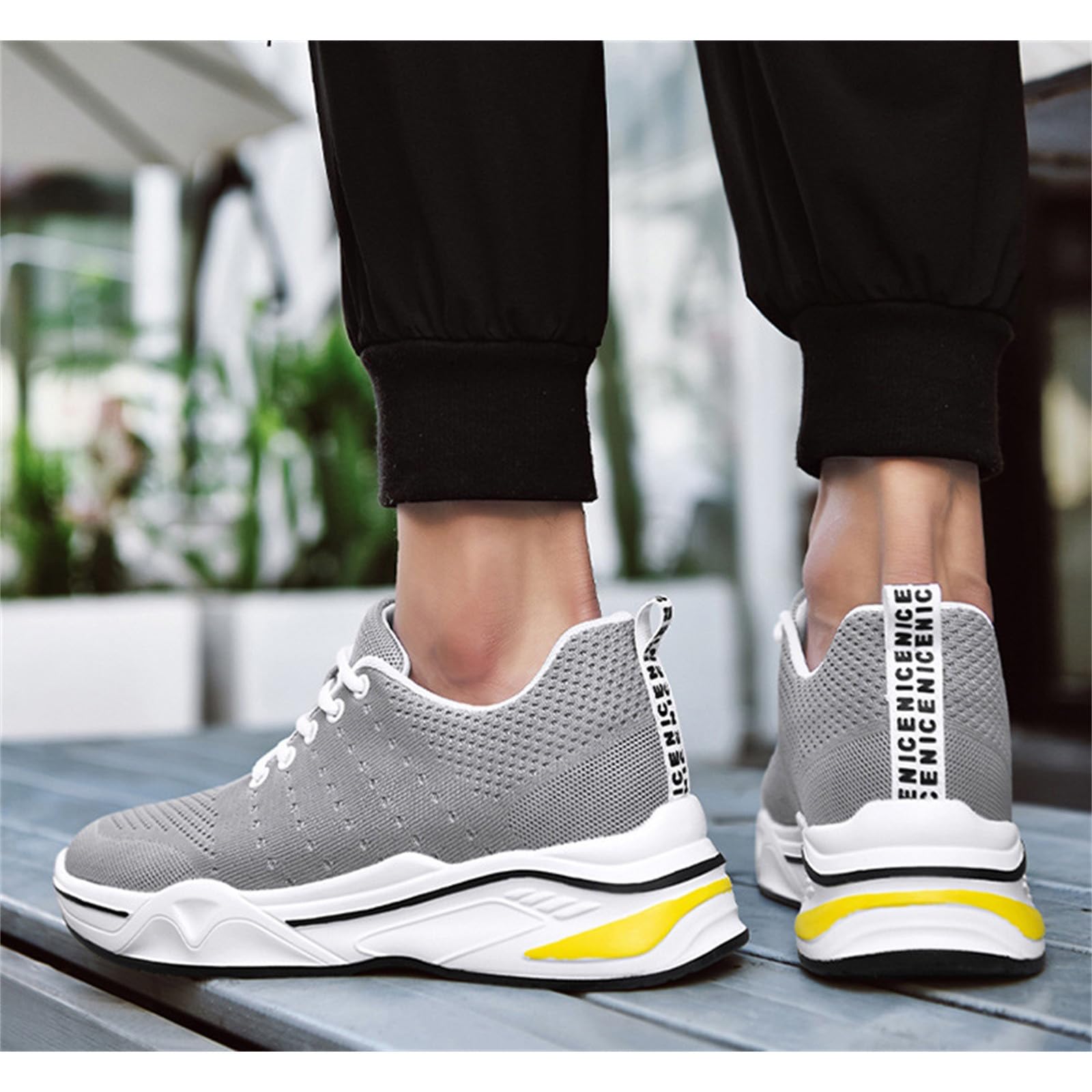 Générique Scarpe da ginnastica da uomo con tacco invisibile 4/6/8/10 cm Taller comode da tennis e da corsa in rete con lacci leggeri traspiranti da uomo, scarpe alla moda sportive