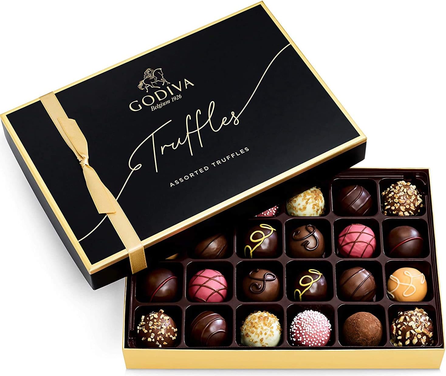 Godiva Chocolatier Signature Assorted Chocolate Truffle Gift Box for Birthday, Thank You, Anniversary, Congratulations Gift Basket Gourmet Candy with Creamy Ganache in Milk, White, Dark Chocolate