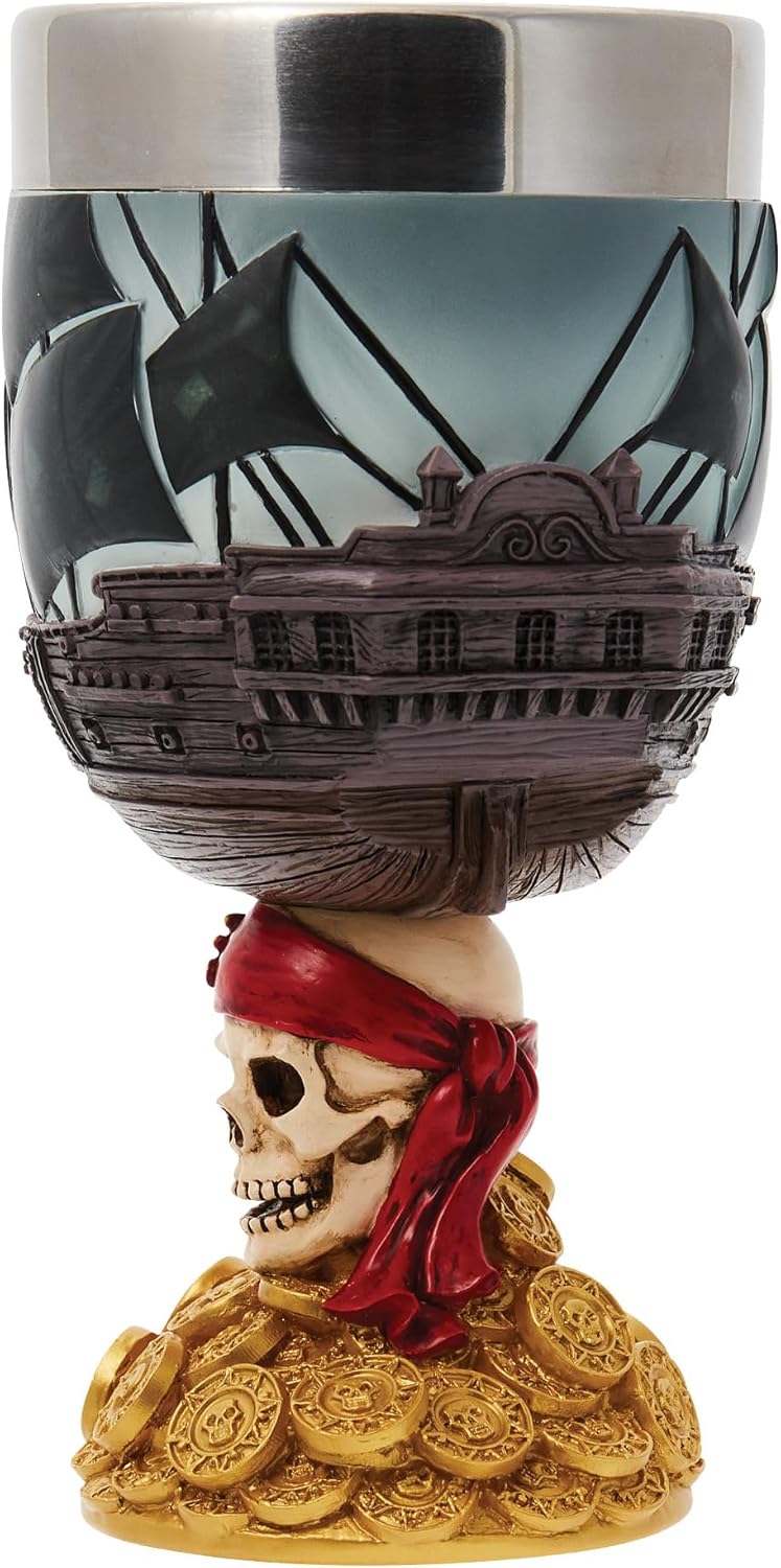 Enesco Disney Showcase Pirates of The Caribbean The Black Pearl Decorative Chalice Goblet, 7.09 Inch, Multicolor