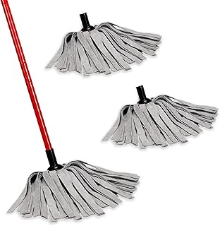 Akoma Wet Mop with 3pcs Washable Heads, Reusable Dust Mops for Floor Cleaning Hardwood Tile Laminate and More, Easy to Use...