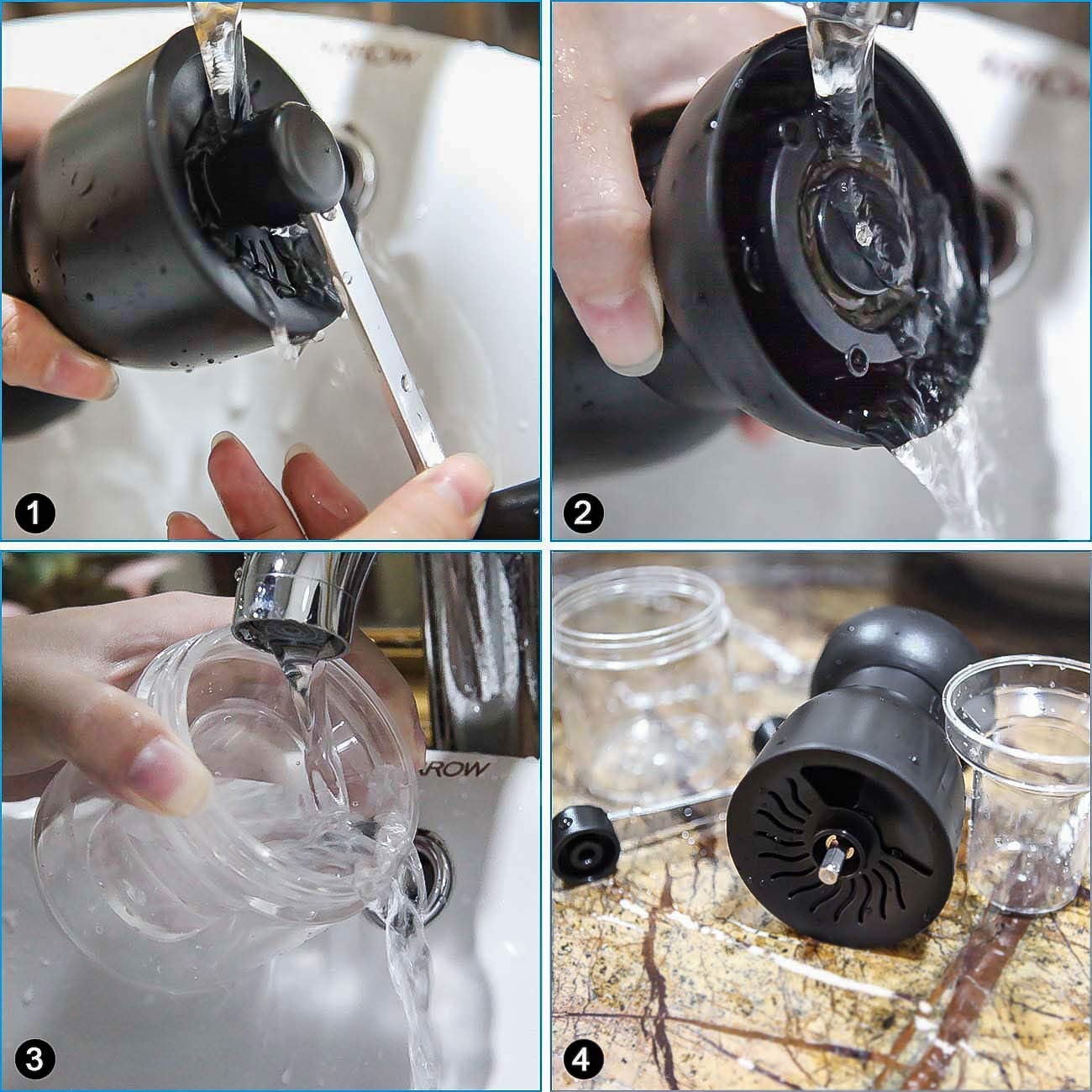 LHS Molinillo de café manual con rebabas de cerámica, molinillo de grano de café de mano con 2 recipientes de grosor ajustable para el hogar, la oficina y los viajes