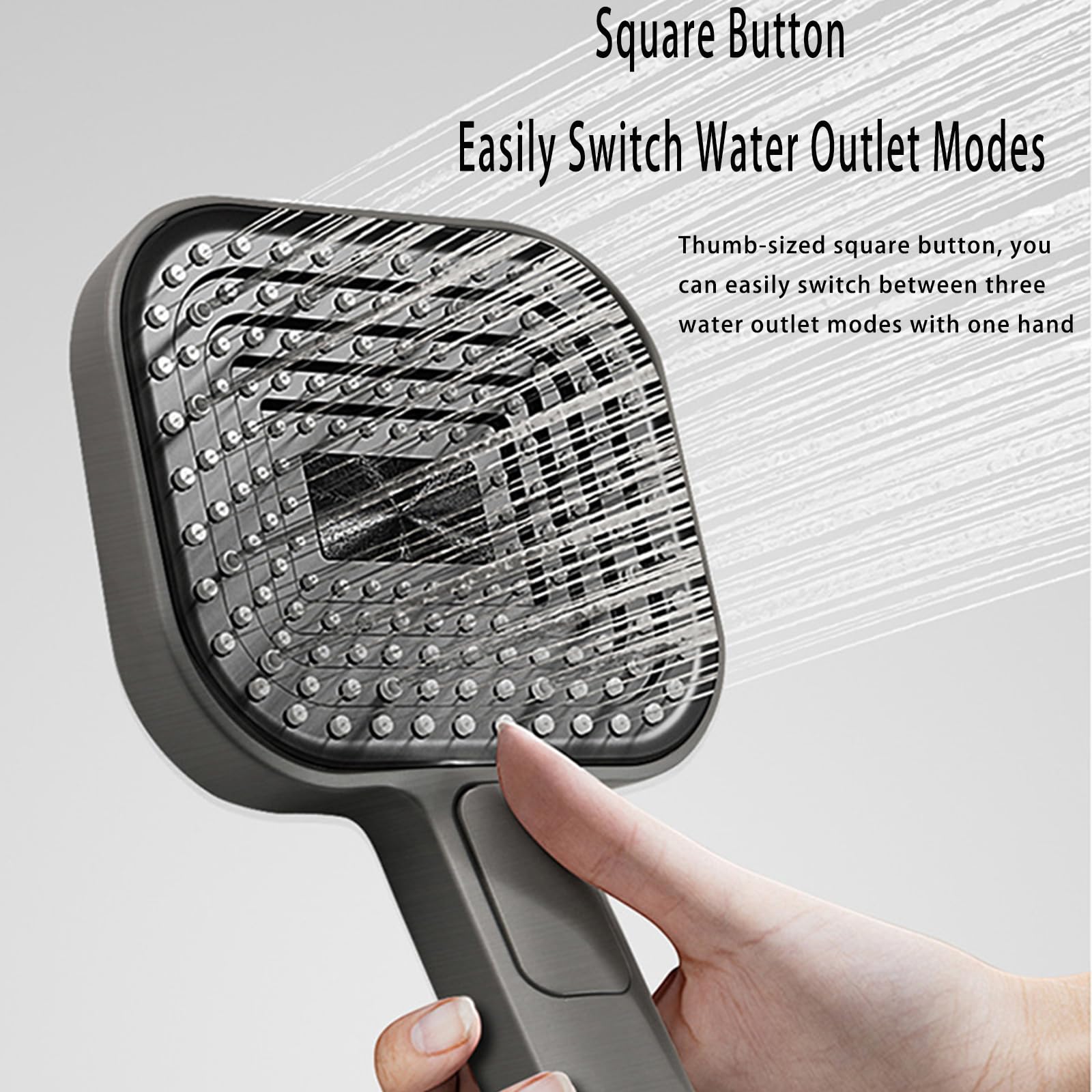 Sistema De Ducha Termostático Con Llave De Piano, Grifo De Ducha De Bañera De Cascada Gris Con Cabezal De Ducha De Lluvia, Ducha De Mano De 3 Modos, Ducha De Bidé