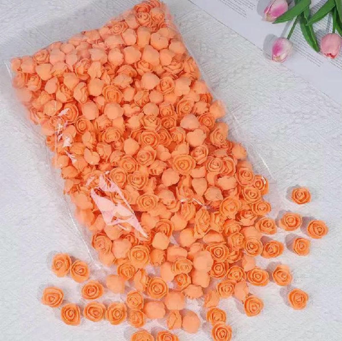 AYHTUD 500pcs artificial flowers 3.5cm roses Valentine's Day roses Mother's Day Christmas wedding candy box decoration wreath-Orange-480pcs-500pcs