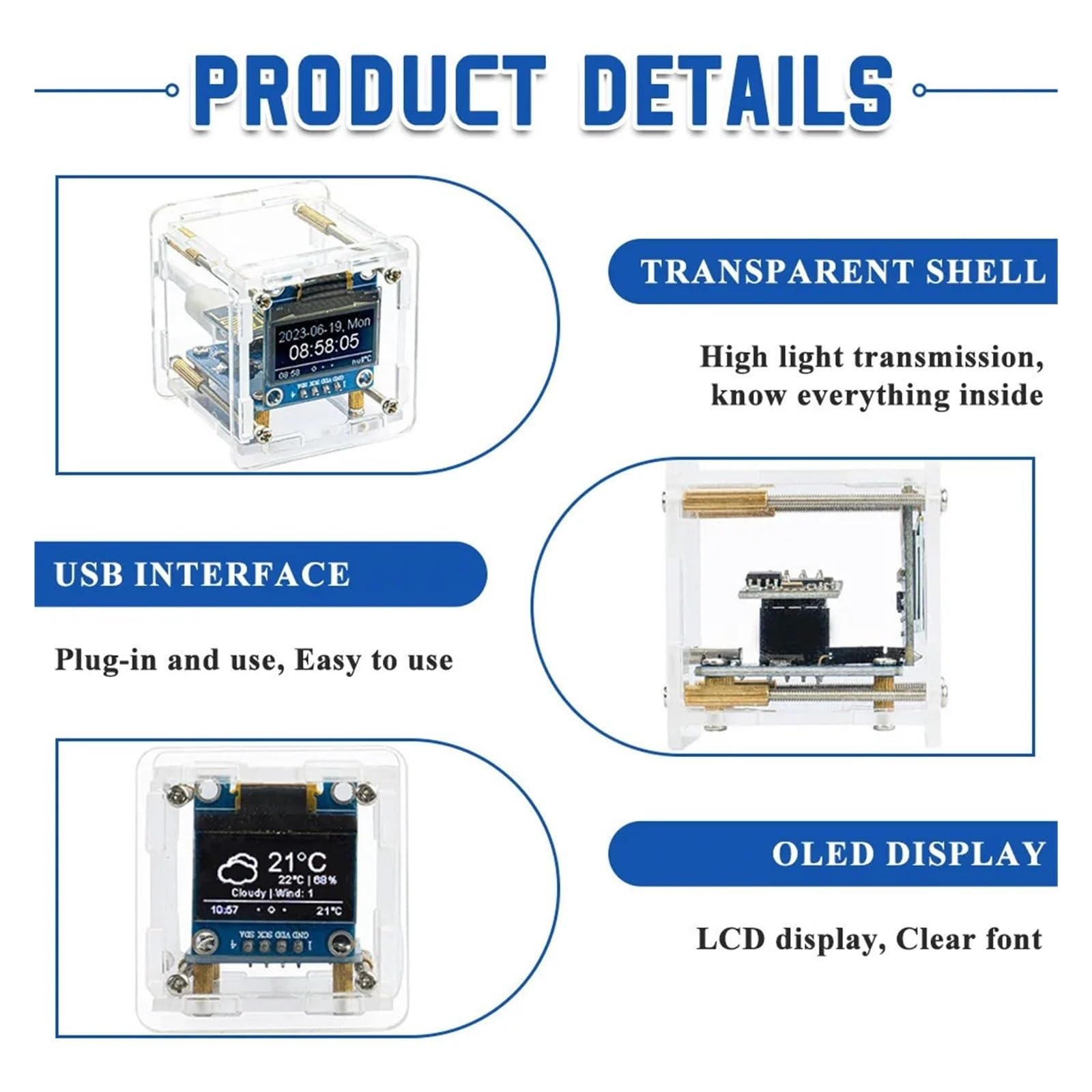ChuFort ESP8266 Mini zegar pogodowy DIY zestaw zegara cyfrowego WIFI dla elektroniki