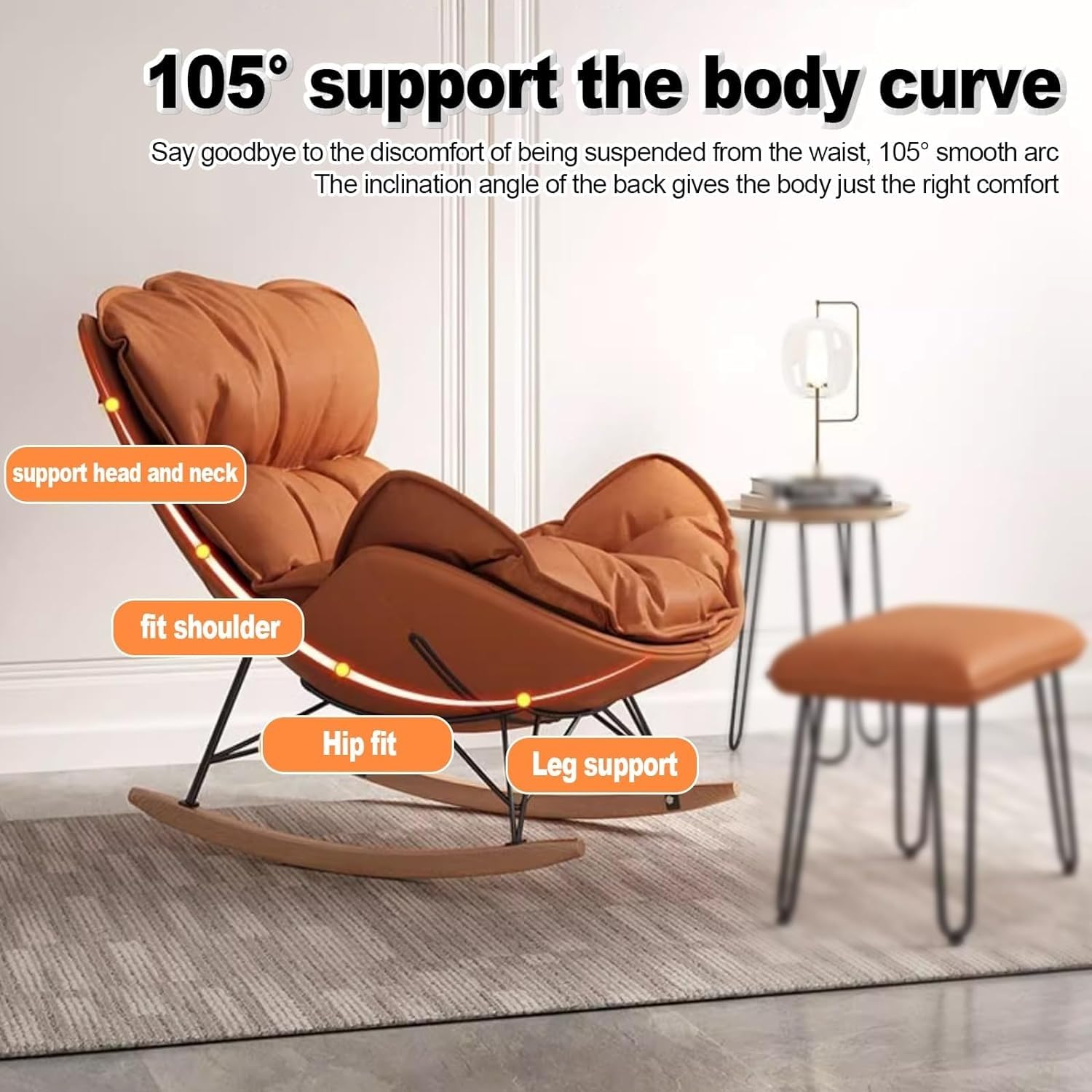 Generico Poltrona a Dondolo ergonomica Blu Imbottita per Camera da Letto e Salotto Esterno - Design a gravità Zero per Campeggio e Relax sul Balcone, Comfort Moderno
