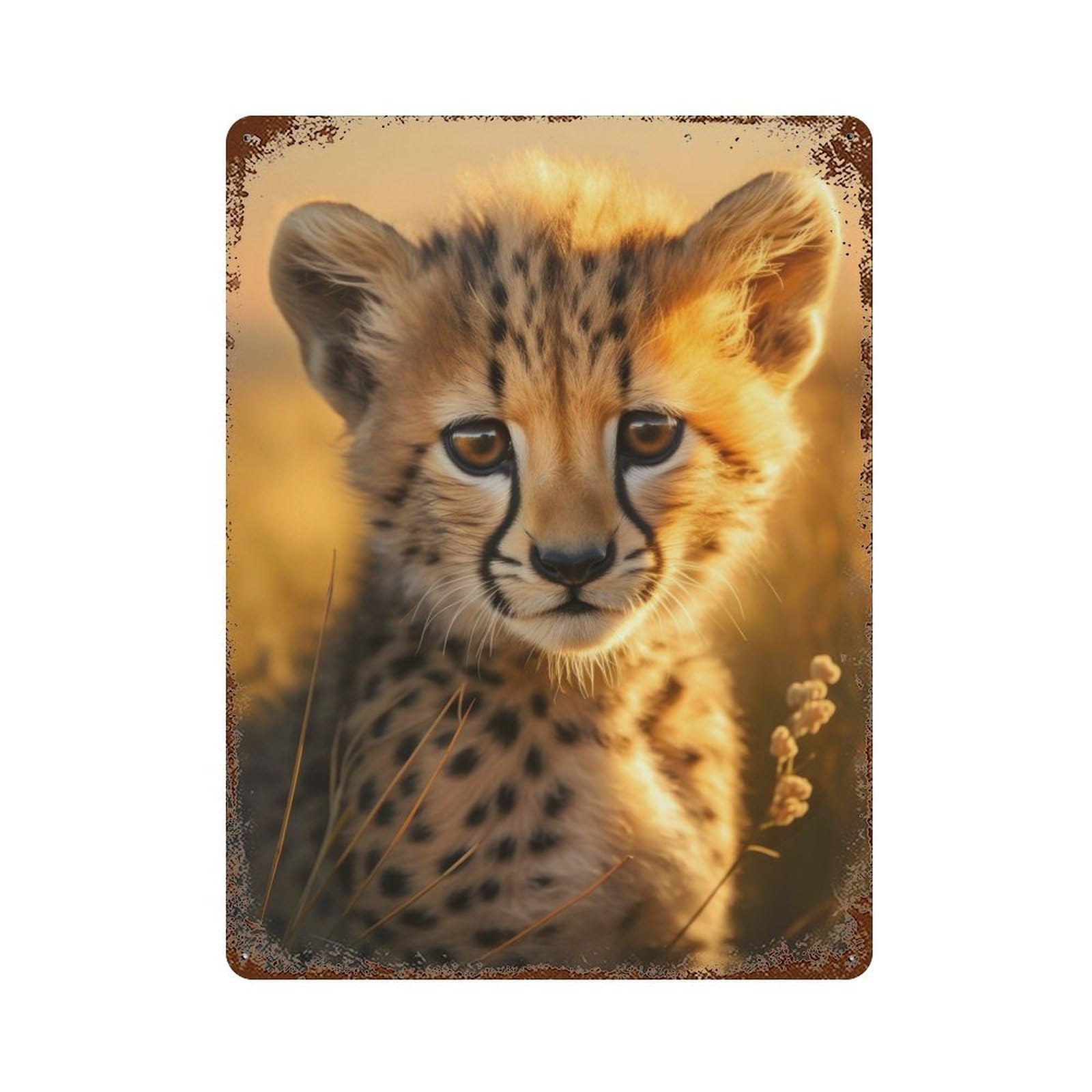 Cheetah Retro Metal Sign 15.7"x11.8", Ideal for Cafe, Home Bar And Lounge Decor