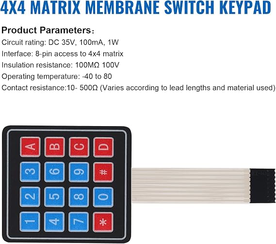 10pcs 4x4 Matrix Array Membrane Switch Keypad Keyboard 16 Key Matrix Array Membrane Switch 8pin Keypad Keyboard Microcontroller