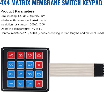 10pcs 4x4 Matrix Array Membrane Switch Keypad Keyboard 16 Key Matrix Array Membrane Switch 8pin Keypad Keyboard Microcontroller
