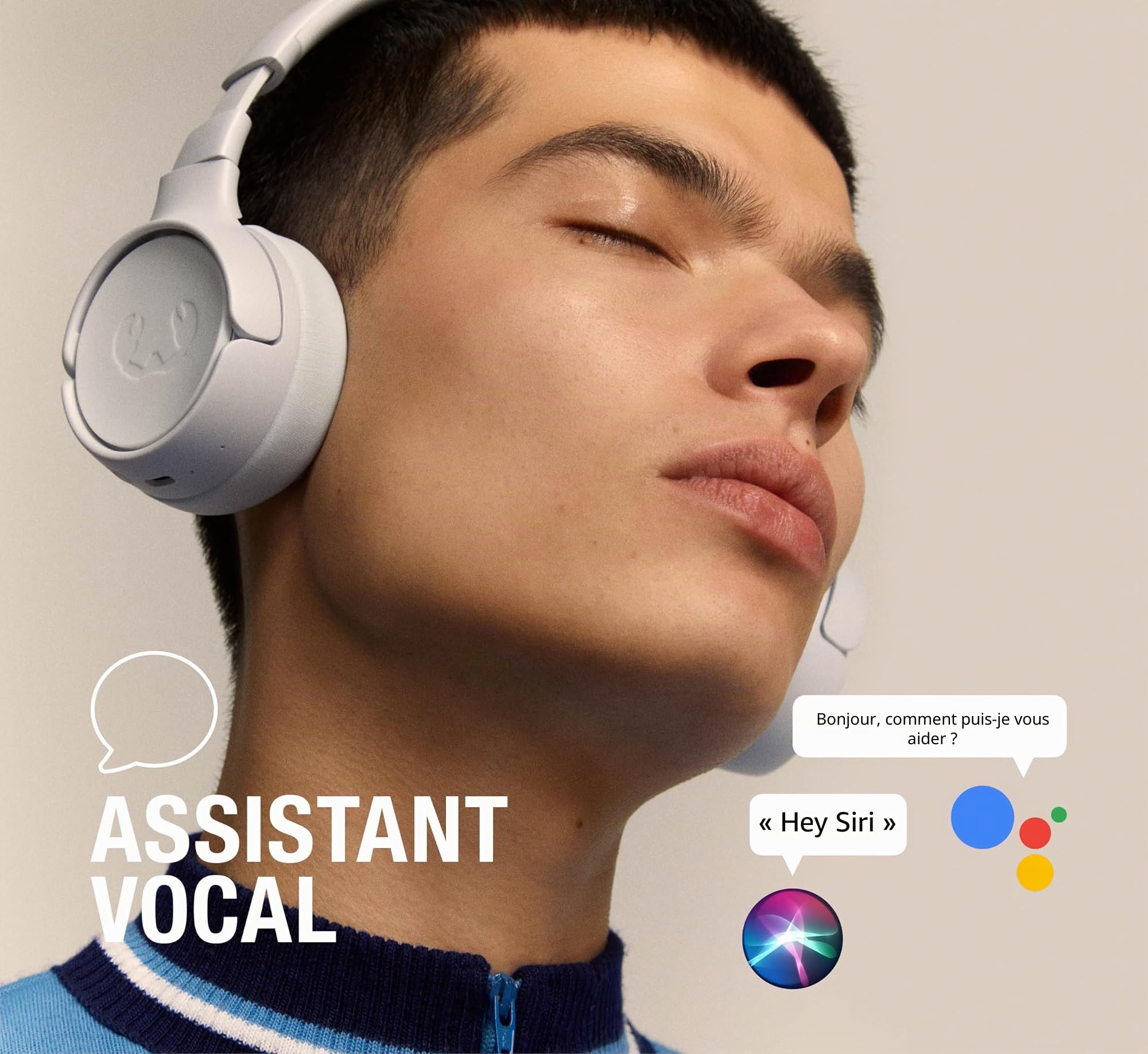 Fresh 'n Rebel Code Fuse, Casque Bluetooth sans Fil Supra-Aural, 30h D'Autonomie, avec Microphone et Assistant Vocal, Commandes de Volume et Boutons de Lecture/Pause, Pliable (Ice Grey)