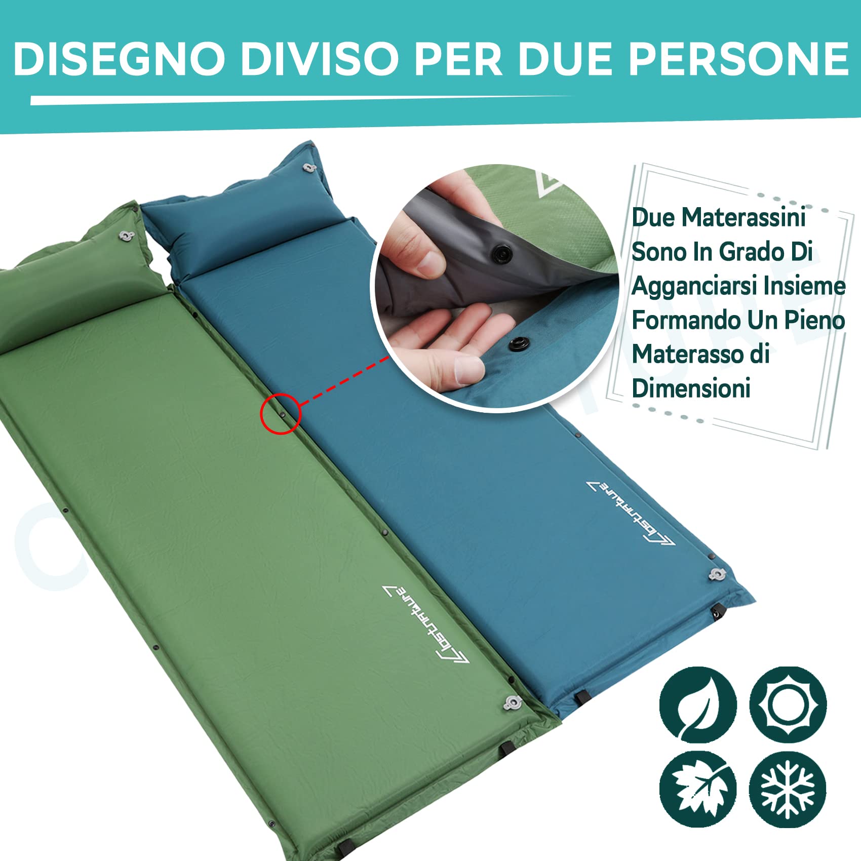 Clostnature Materassino Autogonfiabile da Campeggio - Materassino Autogonfiabile Esterno Spesso 3/5/7,6 cm con Confezione Piccola, Materassino Leggero per Sport, Escursionismo, Inverno
